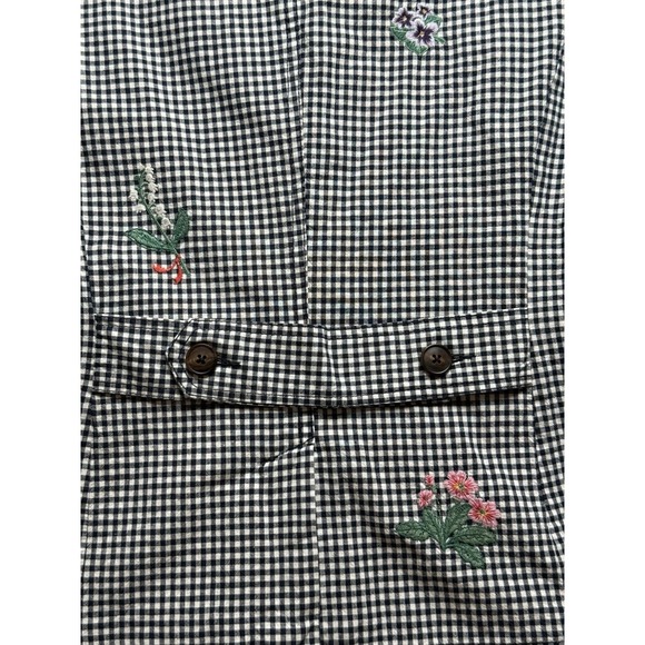 Sundance Tansy Gingham Check Floral Embroidered Blazer Jacket Medium Linen - Picture 7 of 9